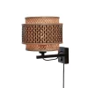 Clearance Wandlamp Bhutan - Bamboe/Zwart - Ø25cm Muurverlichting