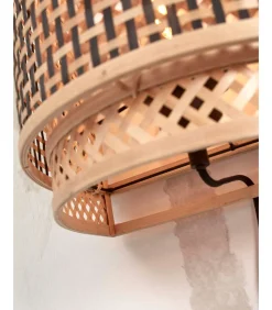 Hot Wandlamp Bhutan - Bamboe/Zwart - 32x16x27cm Muurverlichting