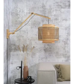 New Wandlamp Bhutan - Bamboe/Zwart - 90x40x55cm Muurverlichting
