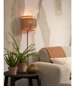 Best Wandlamp Bhutan - Bamboe/Zwart - 24x12x21cm Muurverlichting