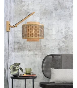 Hot Wandlamp Bhutan - Bamboe/Zwart - 55x44x45cm Muurverlichting