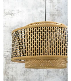 Sale Wandlamp Bhutan - Bamboe/Zwart - 57x50x50cm Muurverlichting