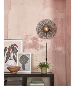 New Wandlamp Cango - Bamboe Zwart - Ø40cm Muurverlichting
