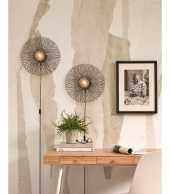 New Wandlamp Cango - Bamboe Zwart - Ø40cm Muurverlichting