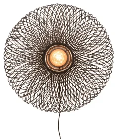 Online Wandlamp Cango - Bamboe Zwart - Ø60cm Muurverlichting
