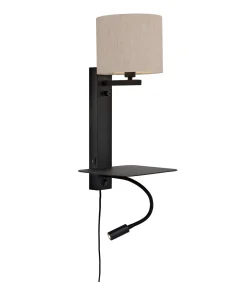 Clearance Wandlamp Florence - Naturel/Zwart - 24x22x52cm Muurverlichting