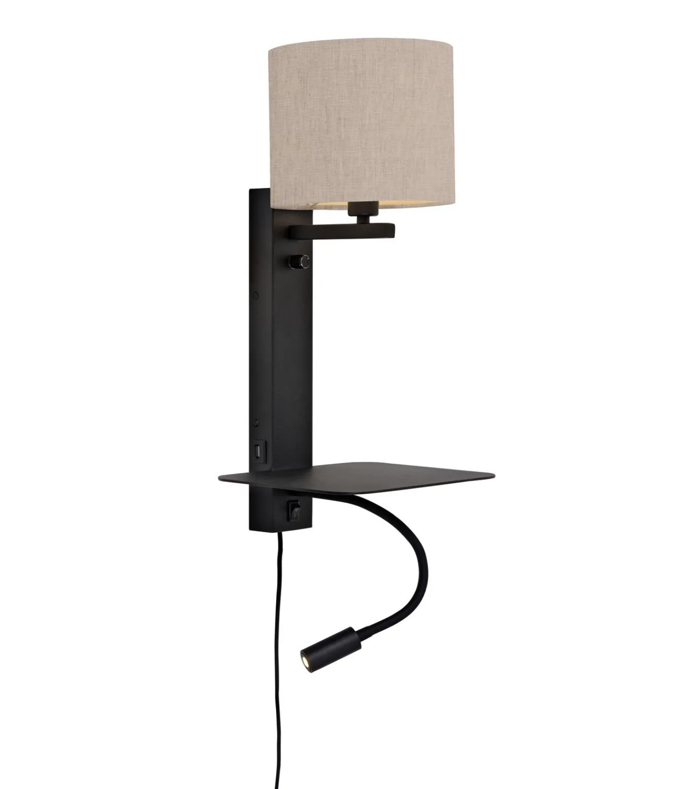 Clearance Wandlamp Florence - Naturel/Zwart - 24x22x52cm Muurverlichting