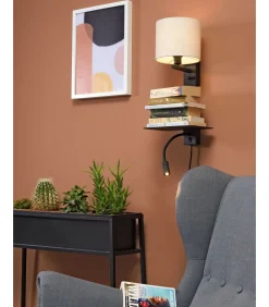 Clearance Wandlamp Florence - Naturel/Zwart - 24x22x52cm Muurverlichting