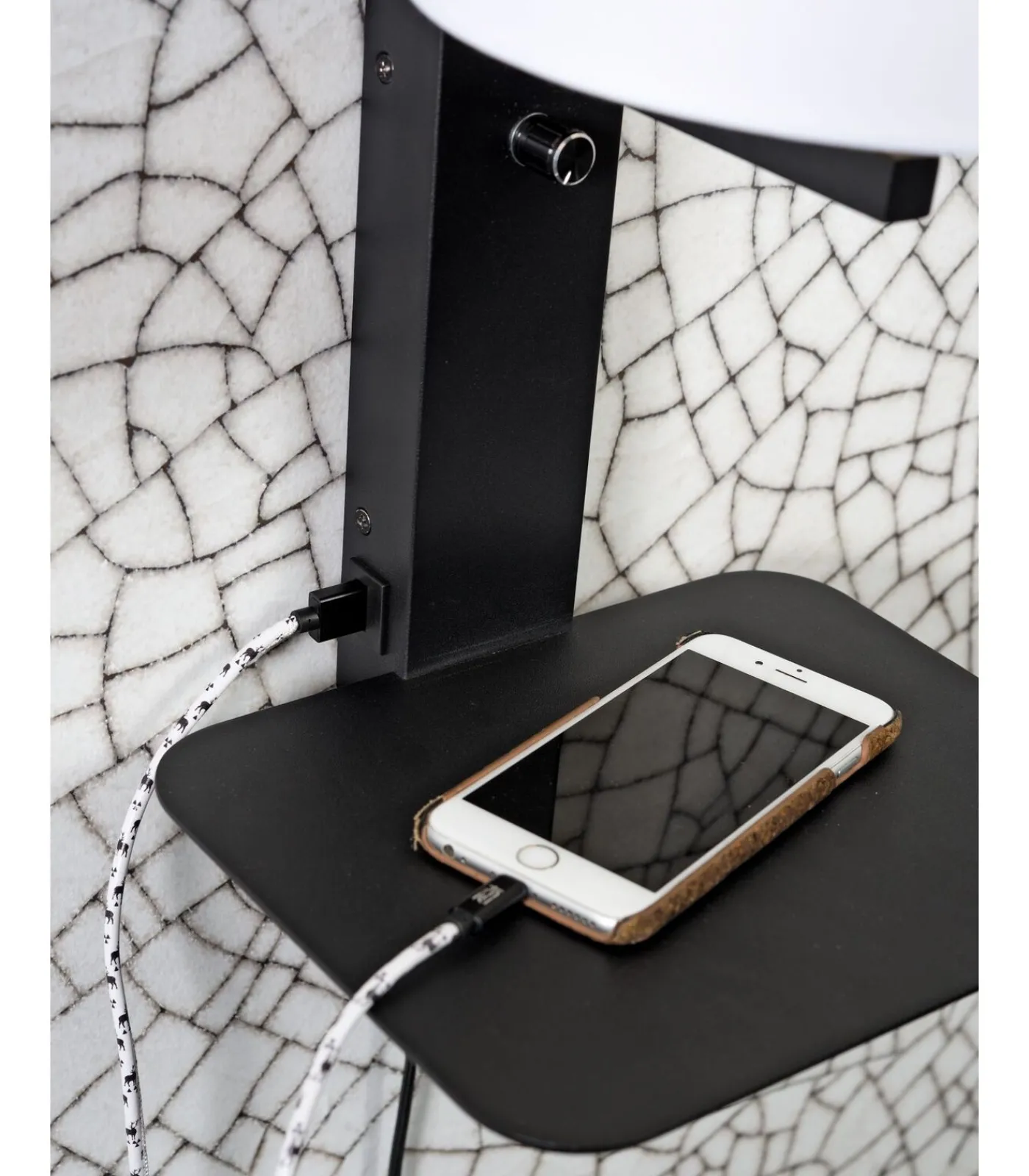 Clearance Wandlamp Florence - Wit/Zwart - 24x22x42cm Muurverlichting