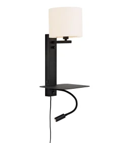 Discount Wandlamp Florence - Wit/Zwart - 24x22x52cm Muurverlichting
