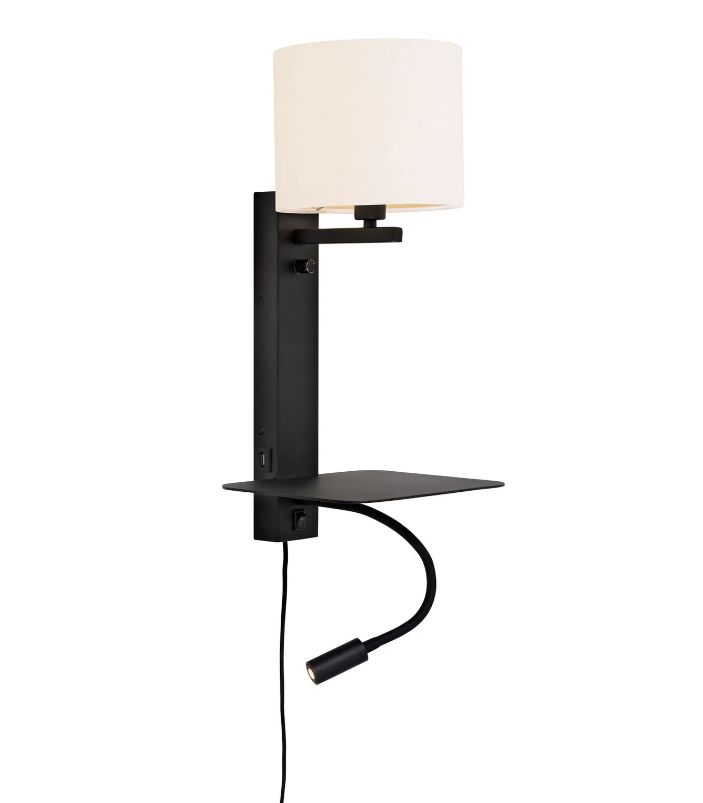 Discount Wandlamp Florence - Wit/Zwart - 24x22x52cm Muurverlichting