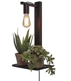 New Wandlamp Flores - Bamboe Zwart - 30x18x52cm Muurverlichting