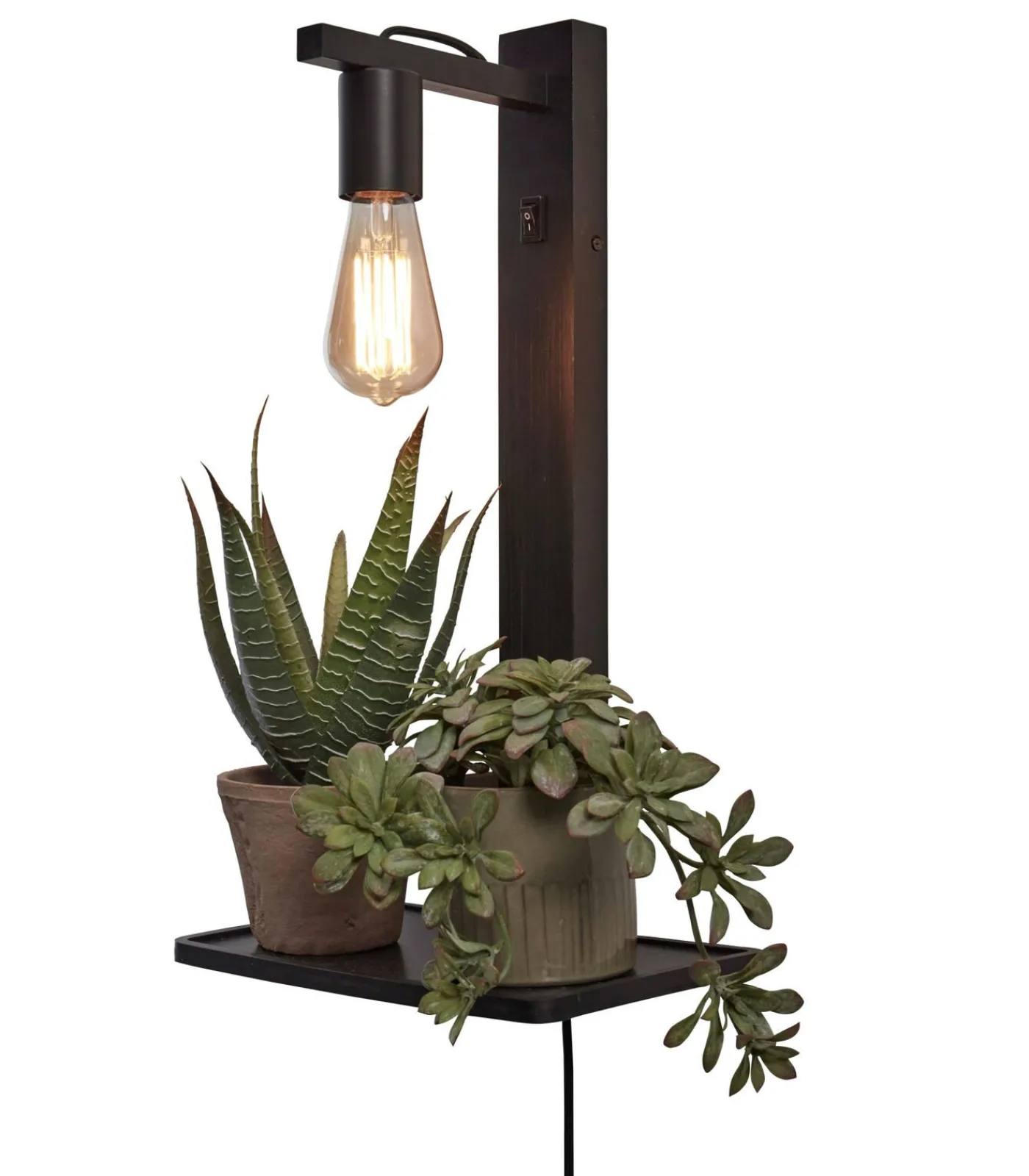 New Wandlamp Flores - Bamboe Zwart - 30x18x52cm Muurverlichting