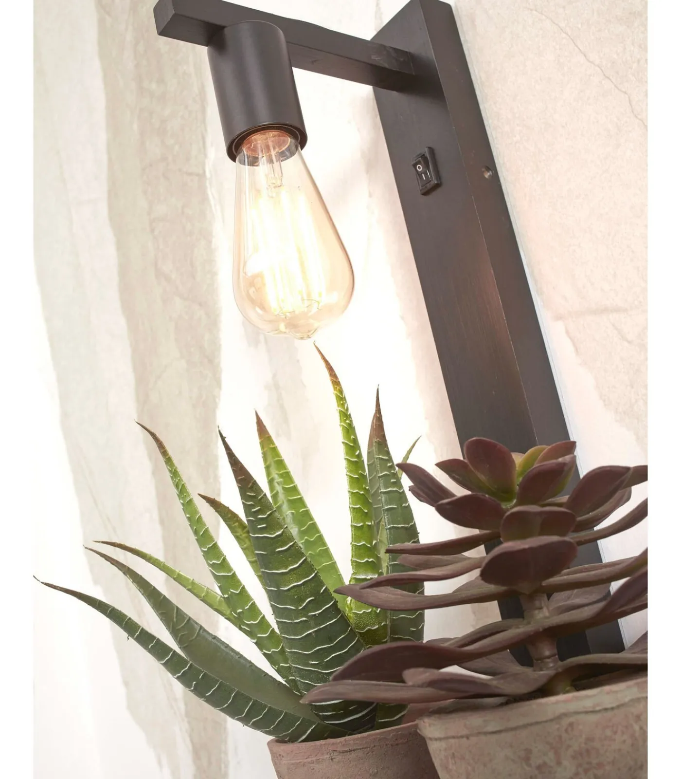 New Wandlamp Flores - Bamboe Zwart - 30x18x52cm Muurverlichting