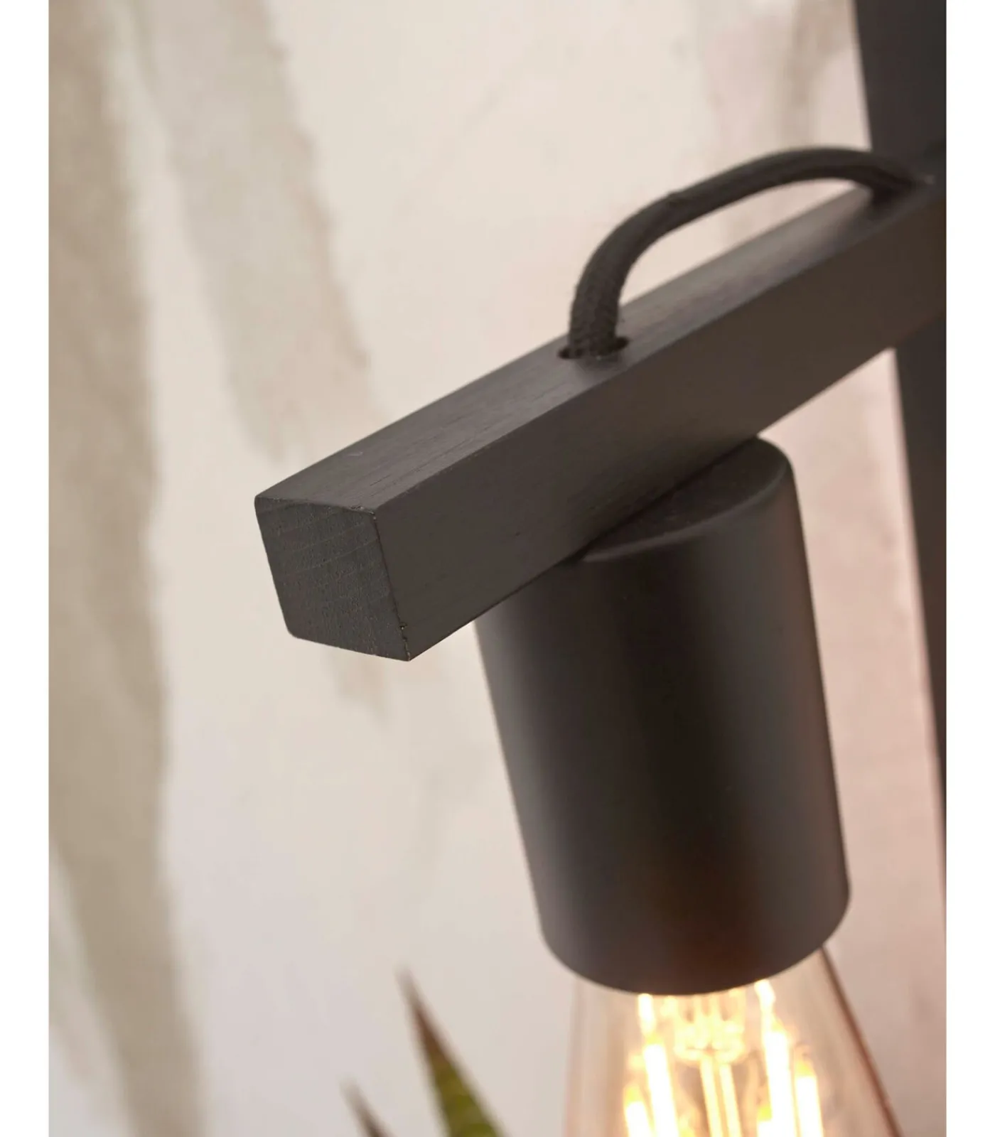 New Wandlamp Flores - Bamboe Zwart - 30x18x52cm Muurverlichting