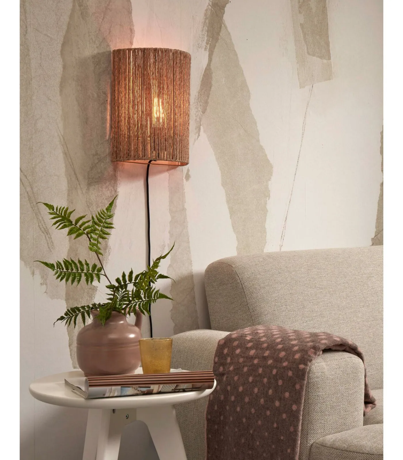 Best Wandlamp Iguazu - Jute - 25x25x32cm Muurverlichting