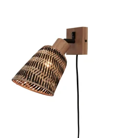 Online Wandlamp Java - Bamboe Naturel/Zwart - Ø15cm Muurverlichting