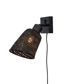 Online Wandlamp Java - Bamboe Zwart - Ø15cm Muurverlichting