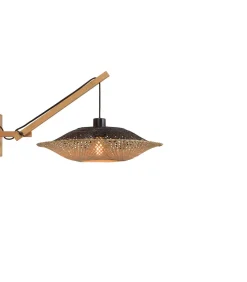 Discount Wandlamp Kalimantan - Bamboe/Zwart - 55x44x45cm Muurverlichting