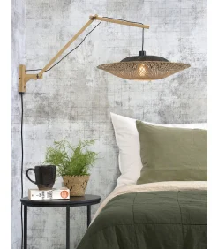 Online Wandlamp Kalimantan - Bamboe/Zwart - 105x60x55cm Muurverlichting