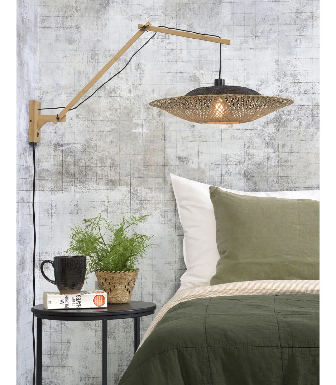 Online Wandlamp Kalimantan - Bamboe/Zwart - 105x60x55cm Muurverlichting