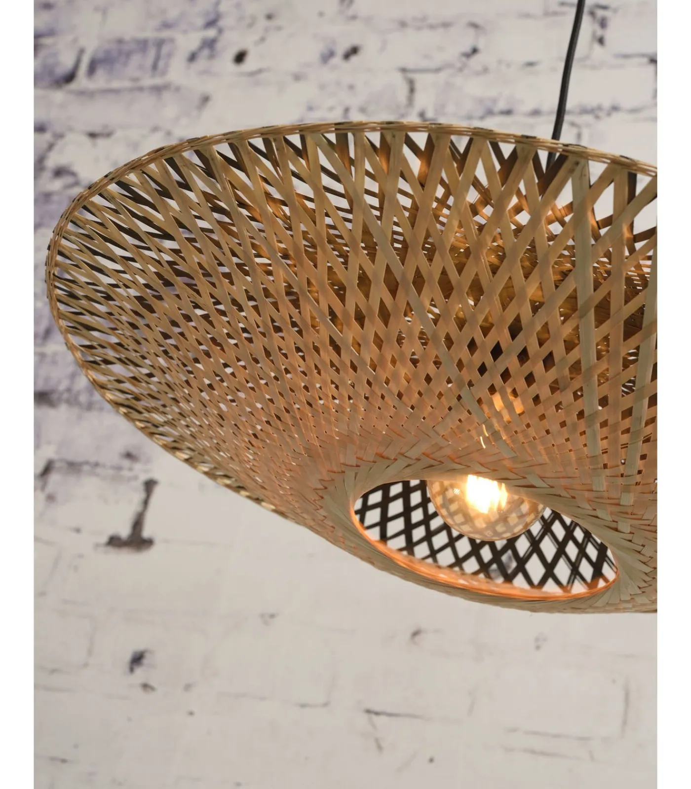 Online Wandlamp Kalimantan - Bamboe/Zwart - 105x60x55cm Muurverlichting