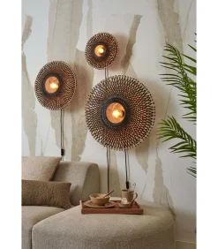 Discount Wandlamp Kalimantan - Bamboe/Zwart - Ø60cm Muurverlichting