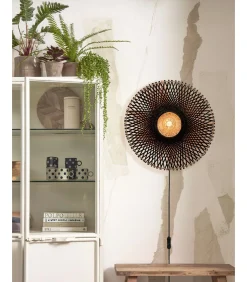 Discount Wandlamp Kalimantan - Bamboe/Zwart - Ø60cm Muurverlichting