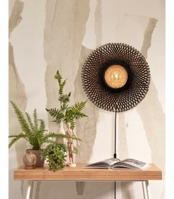 Outlet Wandlamp Kalimantan - Bamboe/Zwart - Ø44cm Muurverlichting