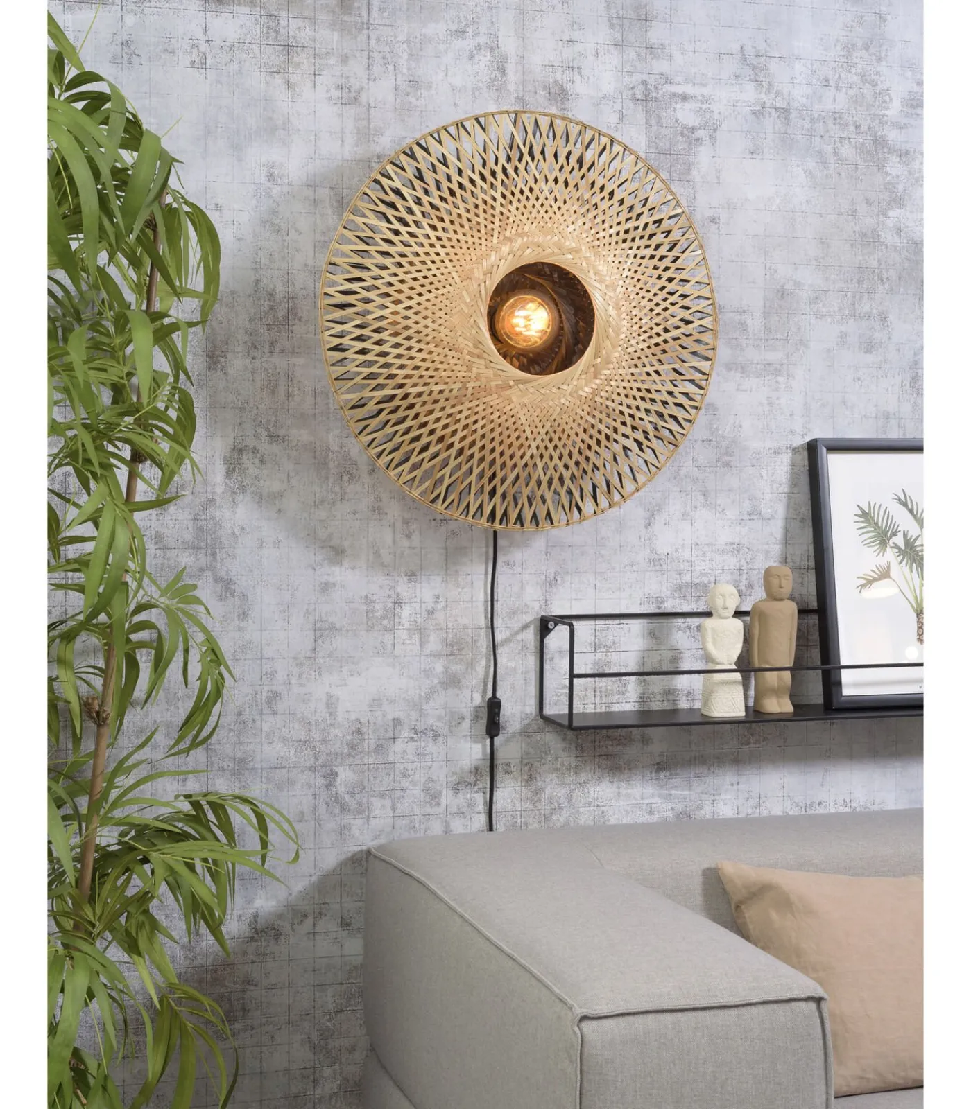 New Wandlamp Kalimantan - Bamboe - Ø60cm Muurverlichting