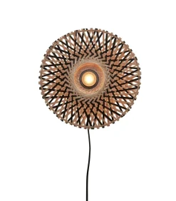 Sale Wandlamp Kalimantan - Bamboe/Zwart - Ø30cm Muurverlichting