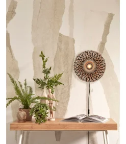 Sale Wandlamp Kalimantan - Bamboe/Zwart - Ø30cm Muurverlichting