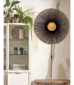 Sale Wandlamp Kalimantan - Bamboe/Zwart - Ø87cm Muurverlichting
