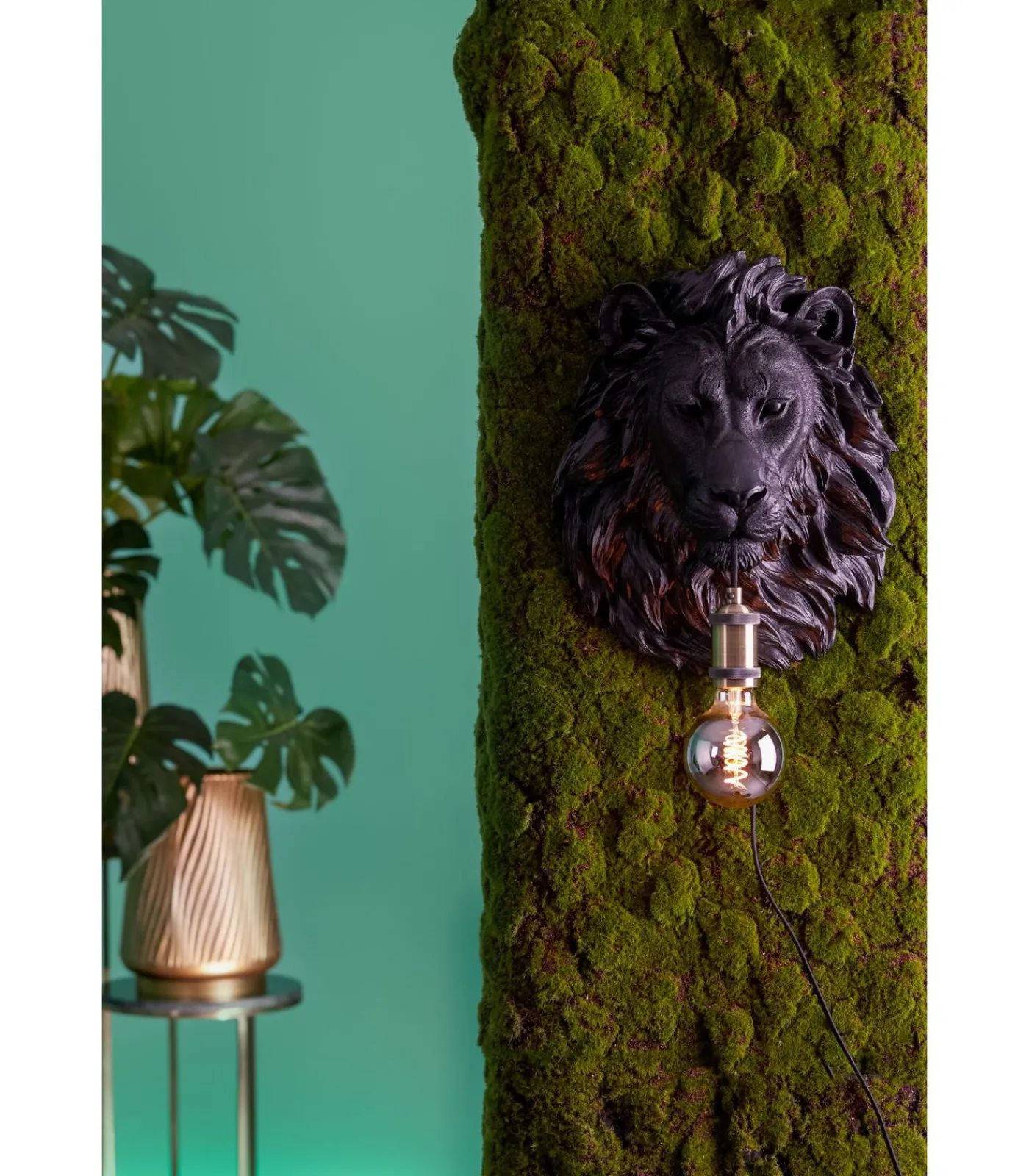 New Wandlamp Lion - Zwart - 33.5x19x40.5cm Muurverlichting