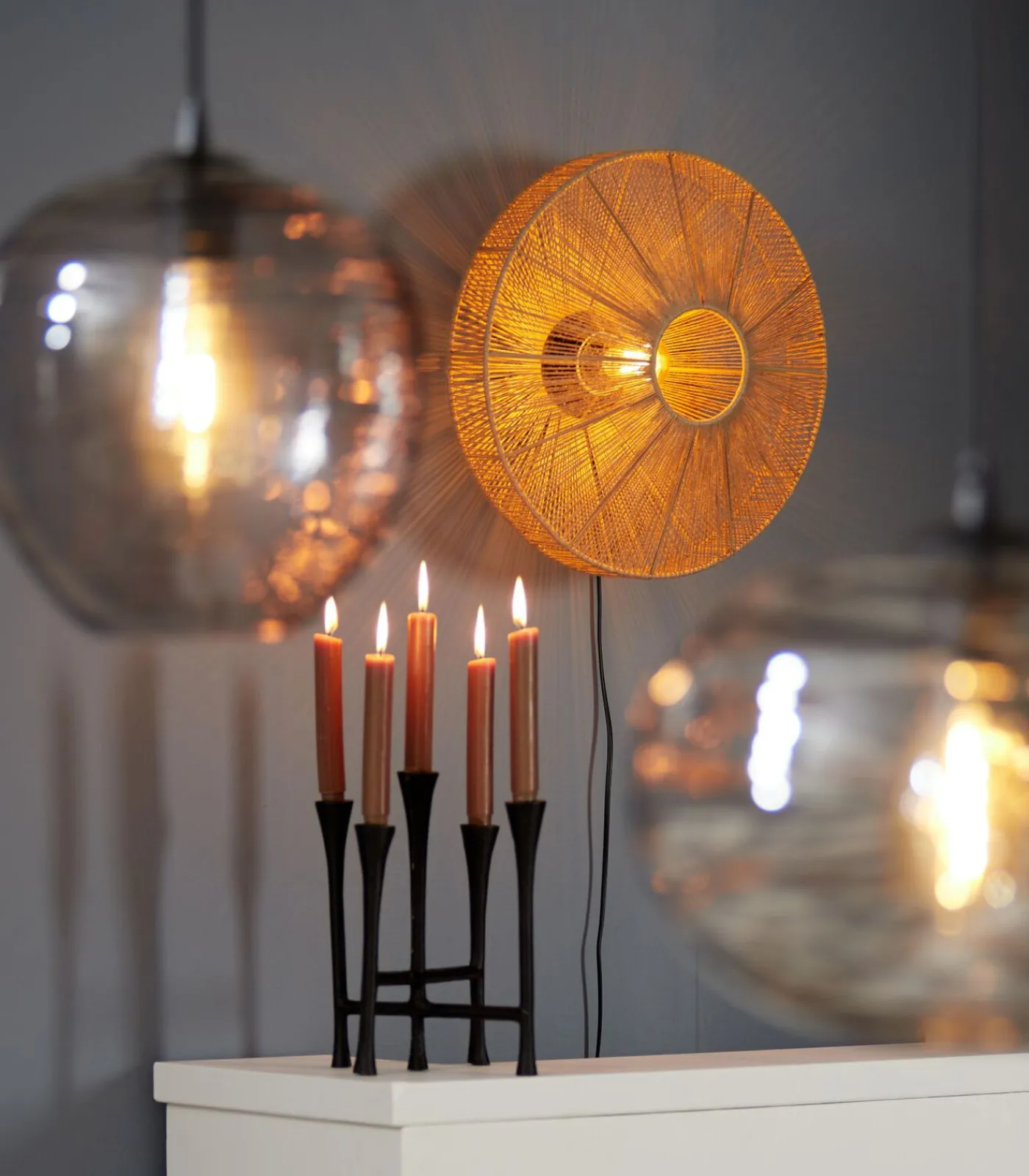 Wandlamp Lyra - Bruin - Ø43cm Muurverlichting