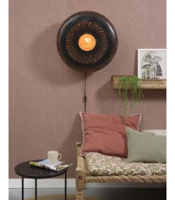 Best Wandlamp Palawan - Bamboe Zwart - Ø60cm Muurverlichting