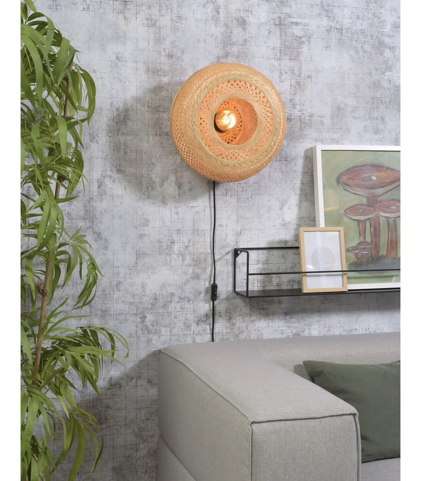 Wandlamp Palawan - Bamboe - Ø40cm Muurverlichting
