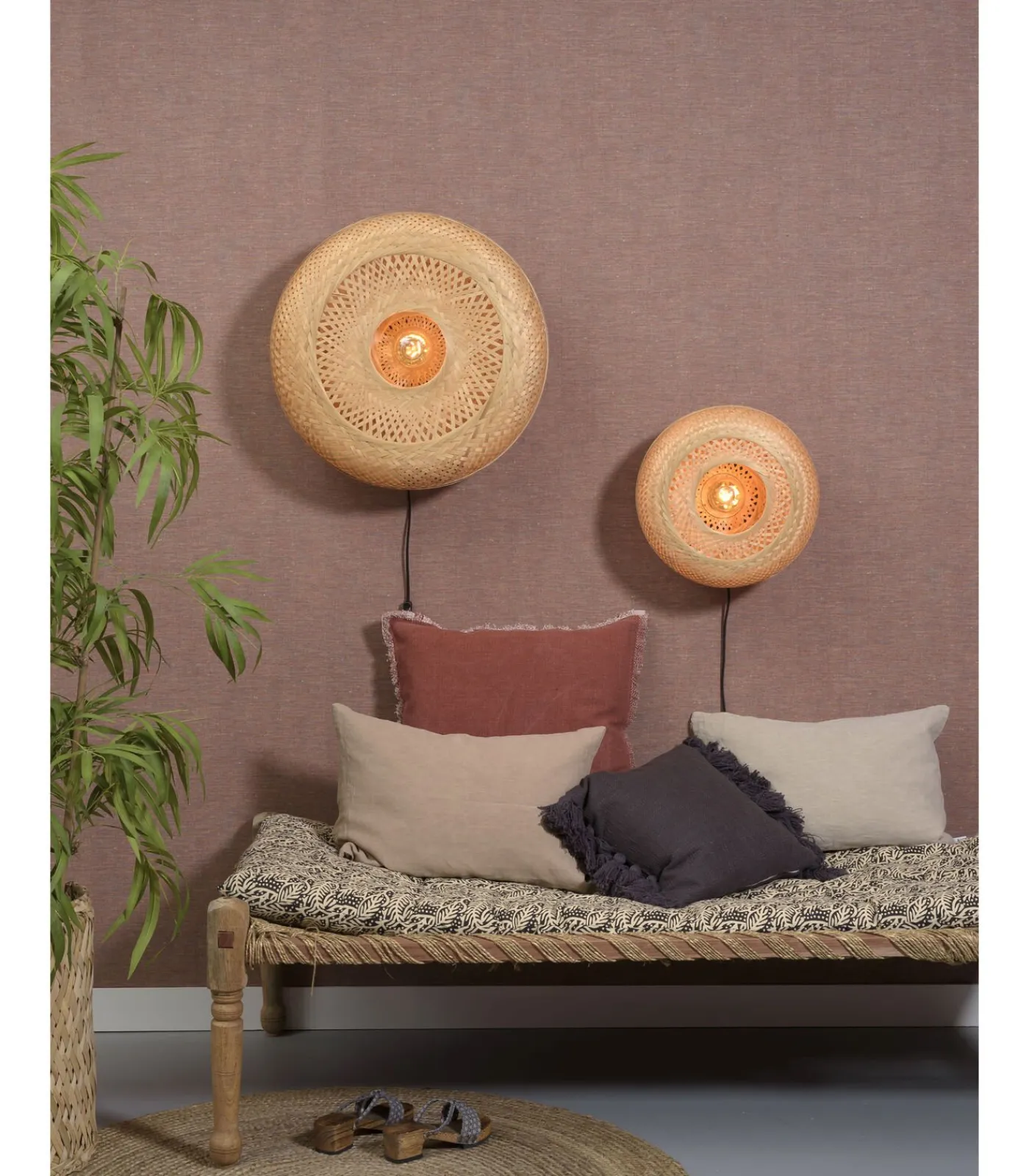 Wandlamp Palawan - Bamboe - Ø40cm Muurverlichting