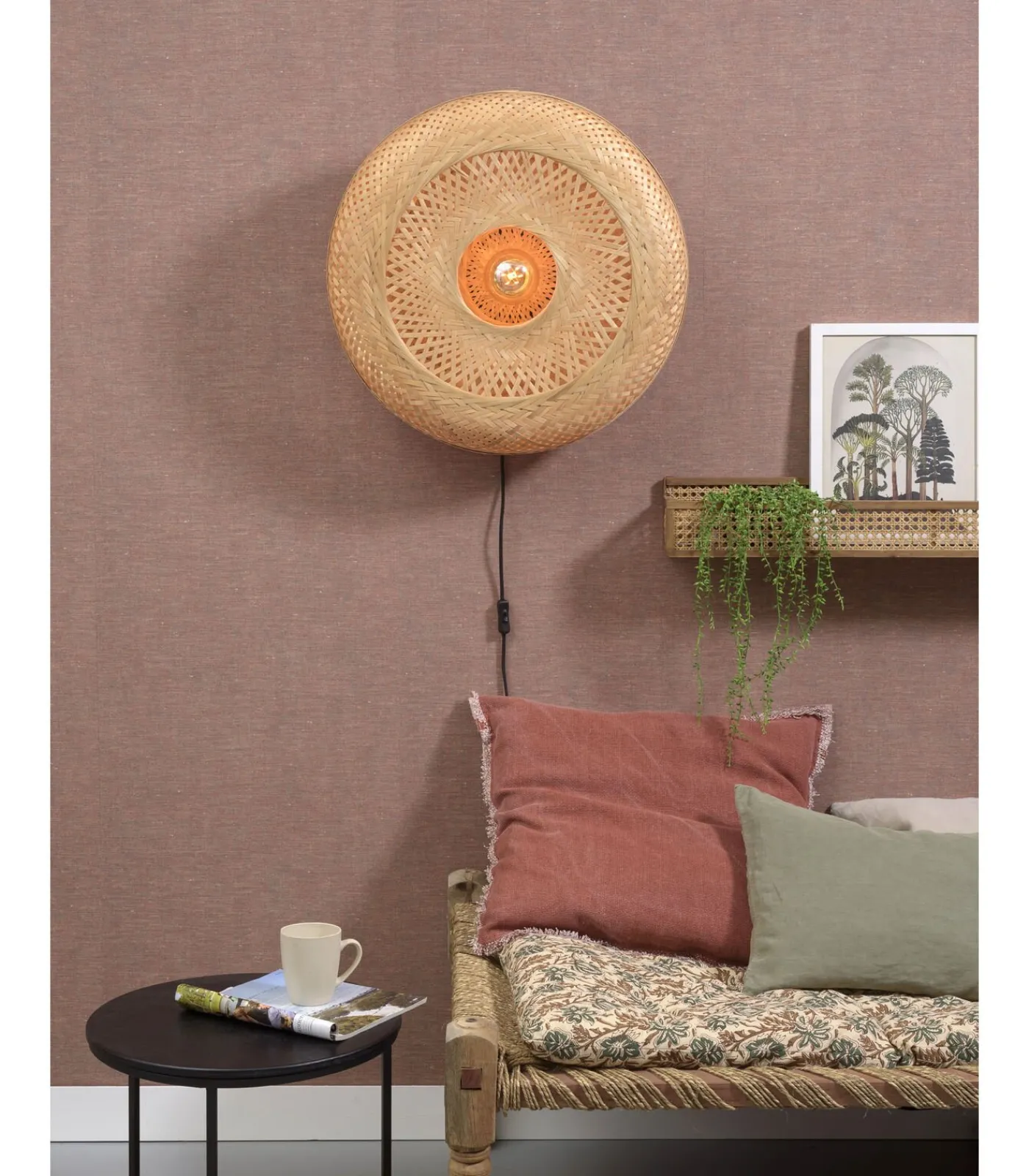 Clearance Wandlamp Palawan - Bamboe - Ø60cm Muurverlichting