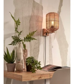 Wandlamp Tanami - Rotan - Ø18cm Muurverlichting