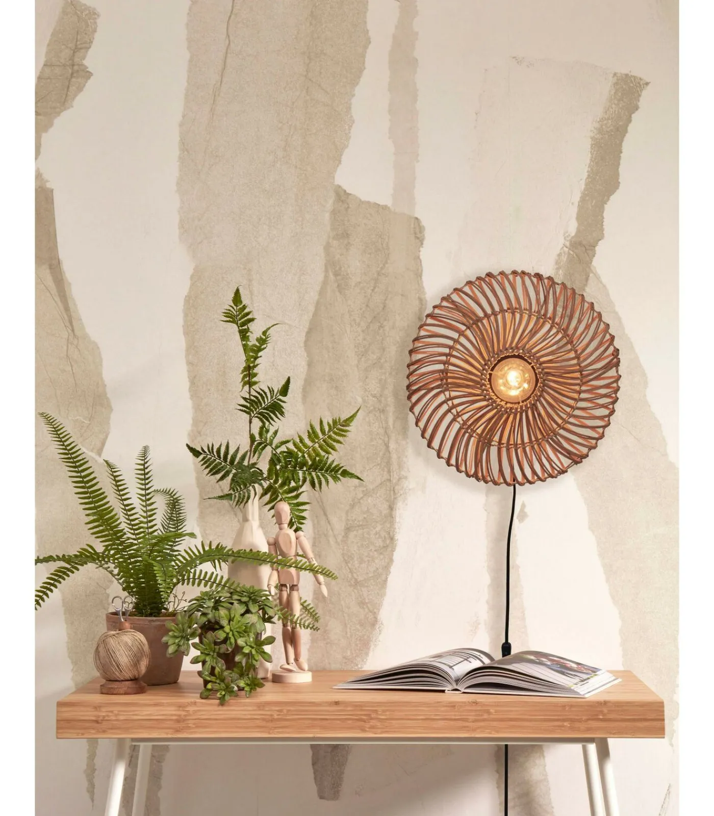 Discount Wandlamp Zanzibar - Rotan - Ø40cm Muurverlichting