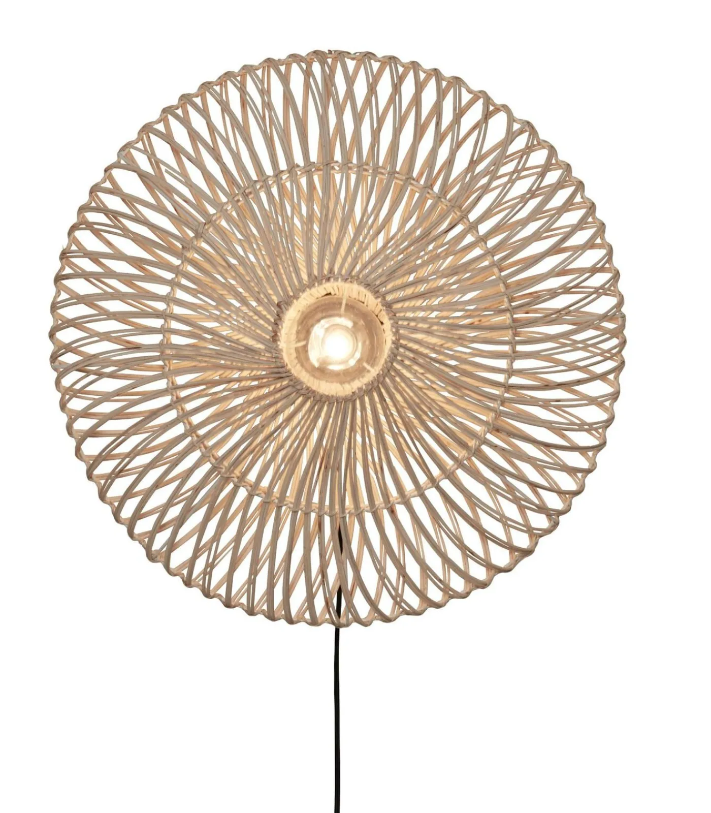 Clearance Wandlamp Zanzibar - Rotan Wit - Ø55cm Muurverlichting