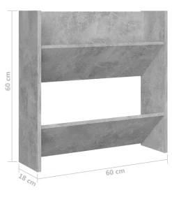 New Wandschoenenkast 60x18x60 cm spaanplaat betongrijs Organiseren