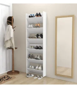 Best Wandschoenenkasten 2 st 60x18x90 cm spaanplaat wit Organiseren