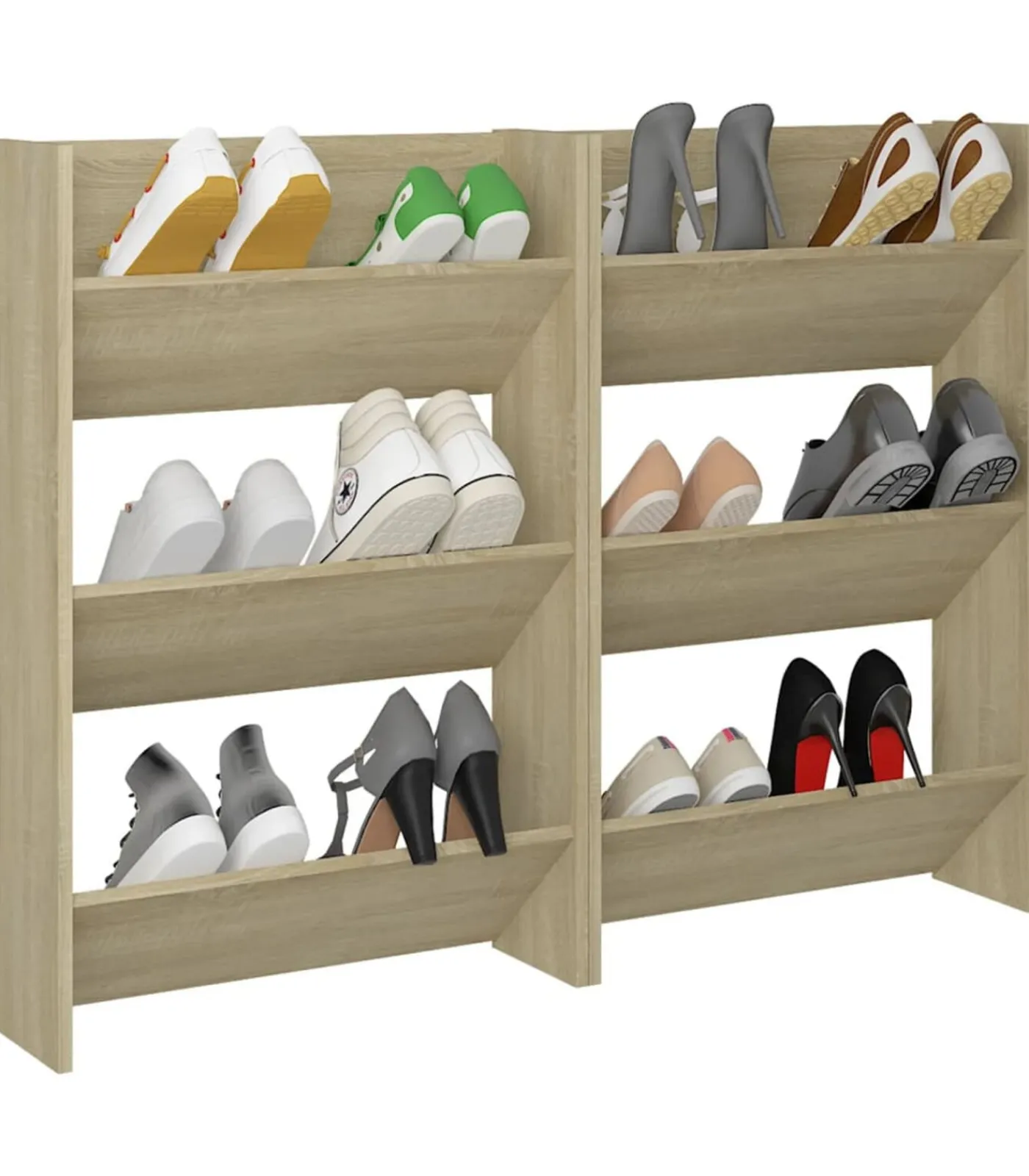 Outlet Wandschoenenkasten 2 st 60x18x90 cm spaanplaat sonoma eiken Organiseren