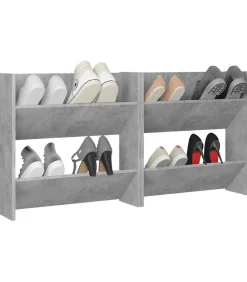 Sale Wandschoenenkasten 2 st 60x18x60 cm spaanplaat betongrijs Organiseren
