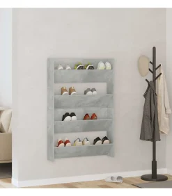 Outlet Wandschoenenkasten 2 st 80x18x60 cm spaanplaat betongrijs Organiseren