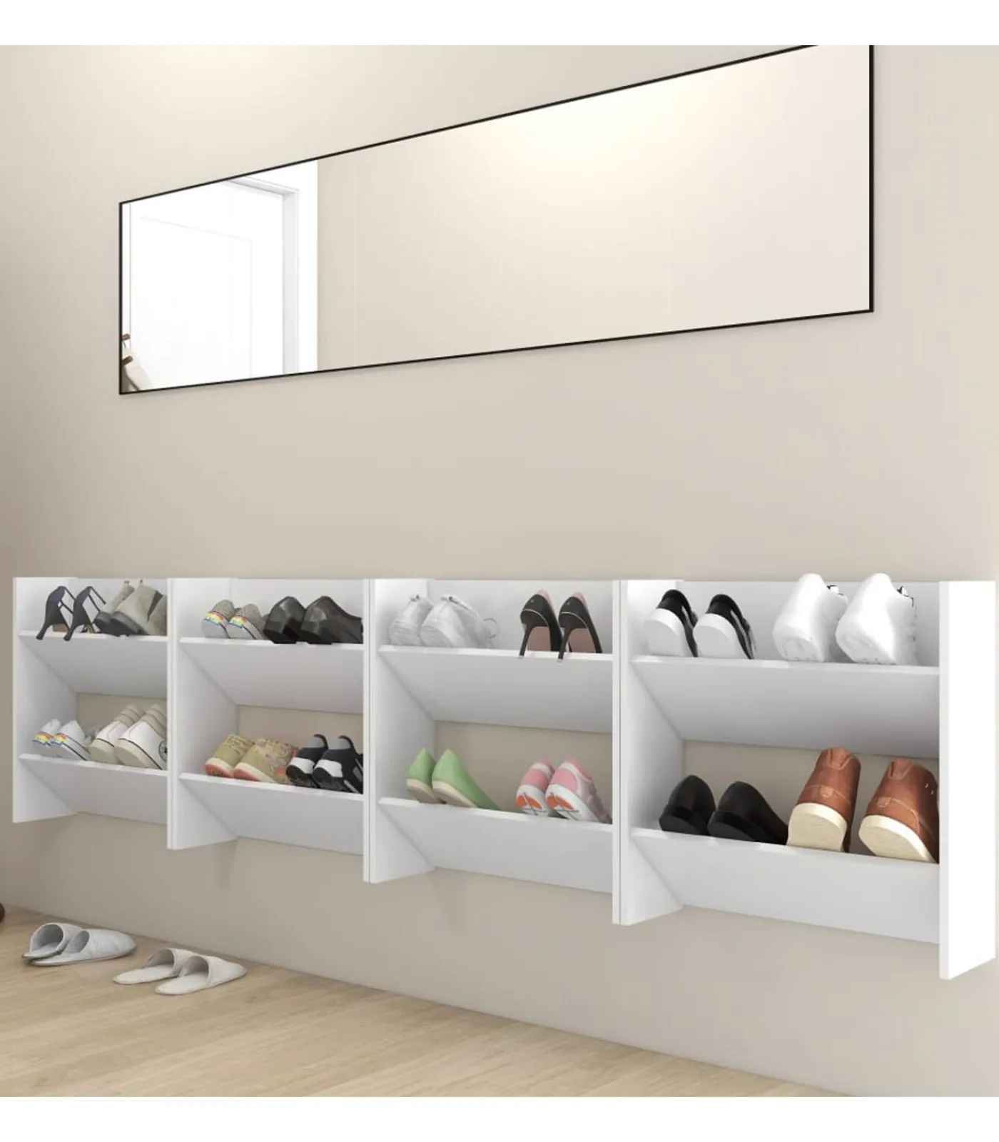 Online Wandschoenenkasten 4 st 60x18x60 cm bewerkt hout wit Organiseren