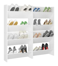 Online Wandschoenenkasten 4 st 60x18x60 cm bewerkt hout wit Organiseren