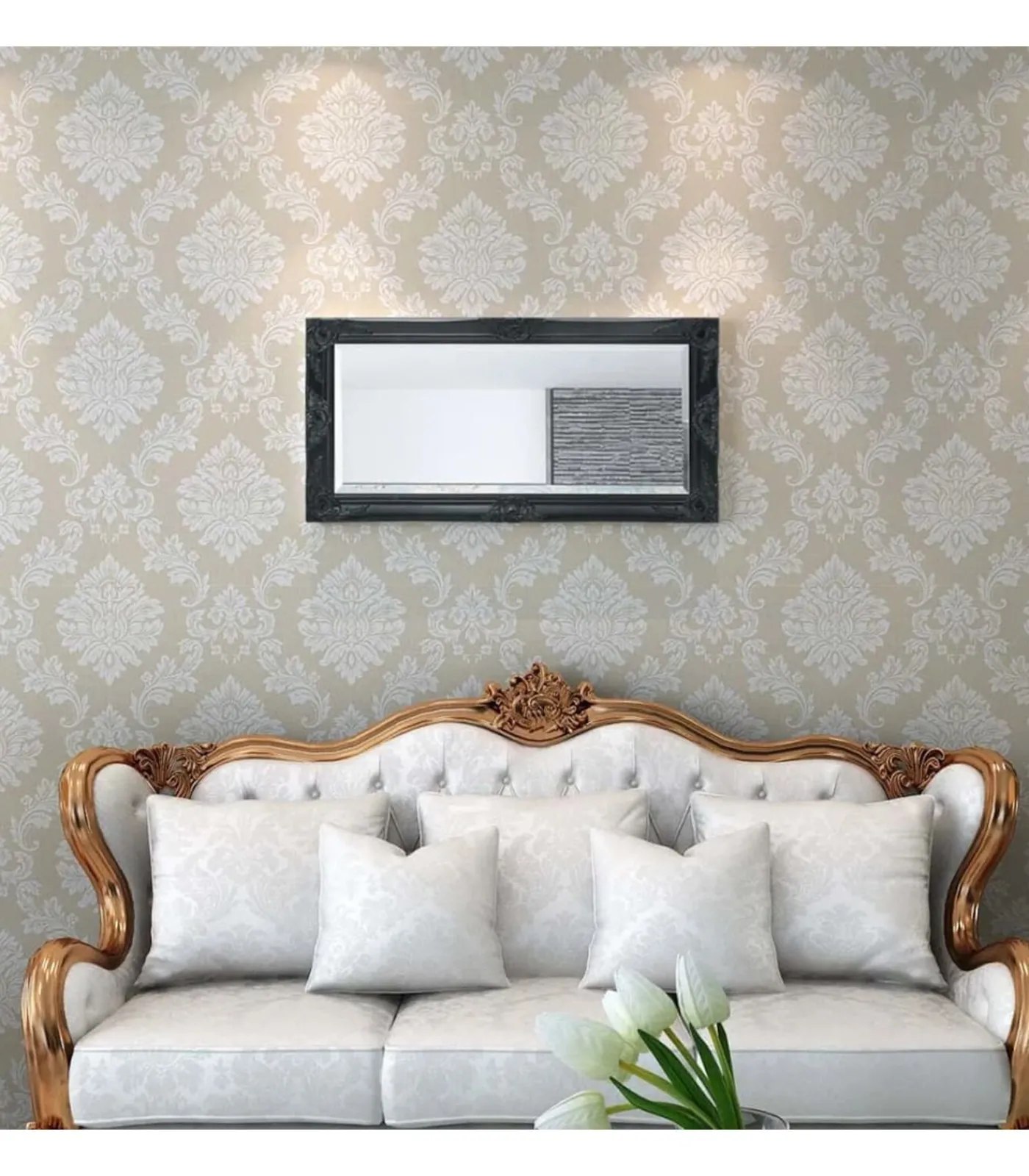 Clearance Wandspiegel Barok 100 x 50 cm zwart Spiegels